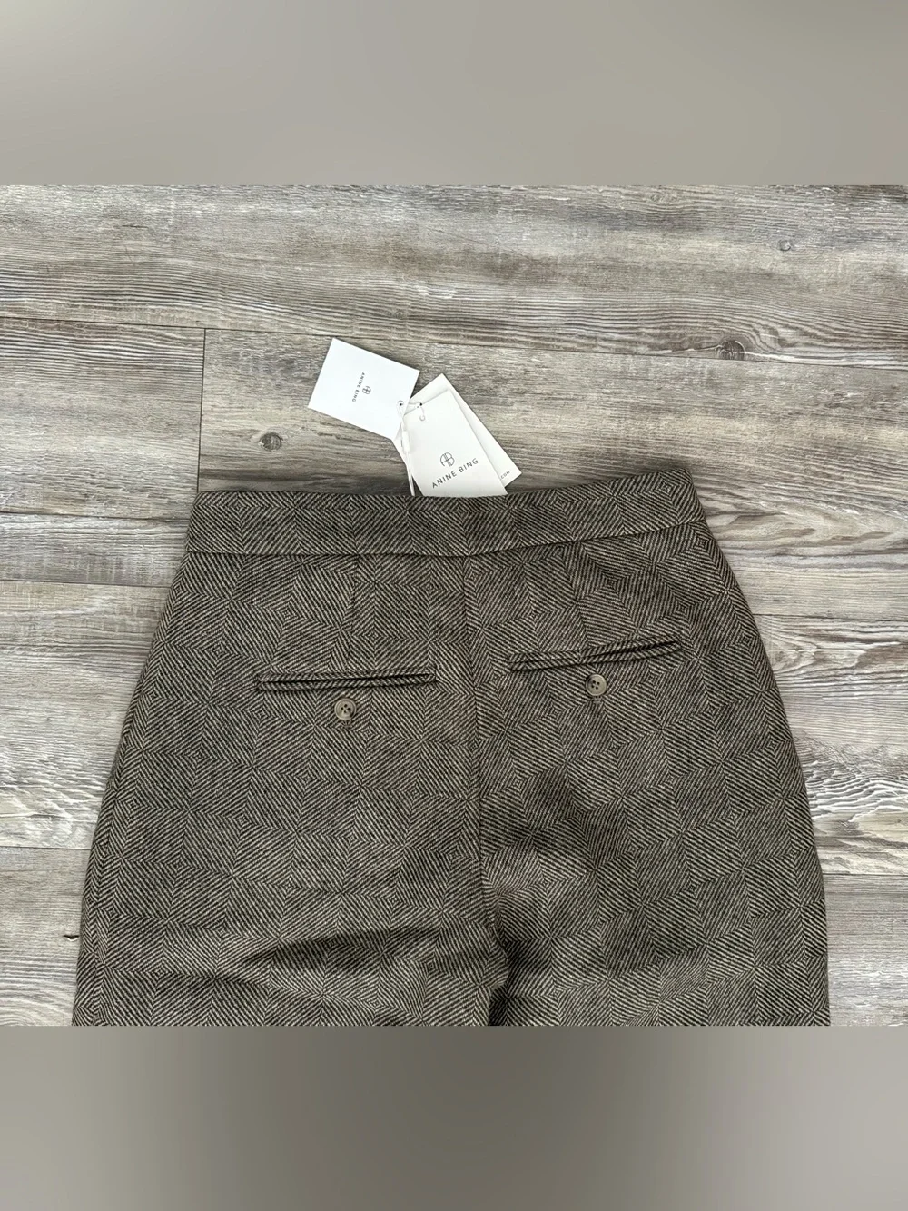NWT Anine Bing Brice Herringbone Wool Trousers 32